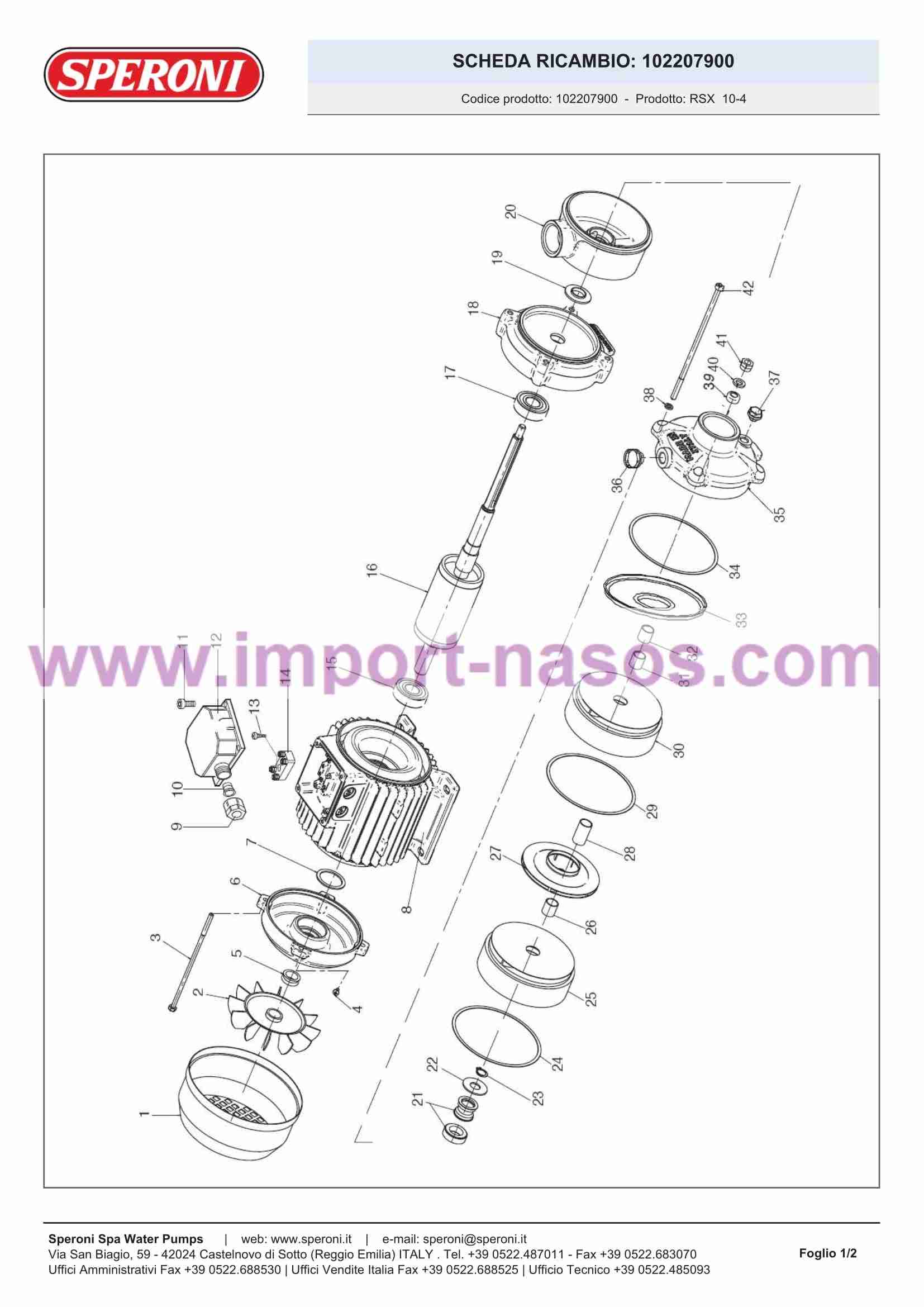 запчасти, торцевое уплотнение для насоса speroni RSX 10-4